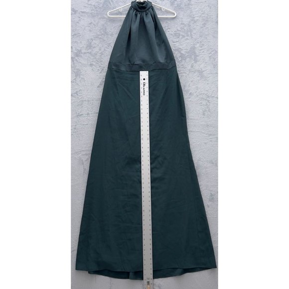 AFTER SIX Halter Neck Charmeuse Crepe Gown Sz.16R Scarf Tie Evergreen Flaws 0068 - Picture 8 of 13